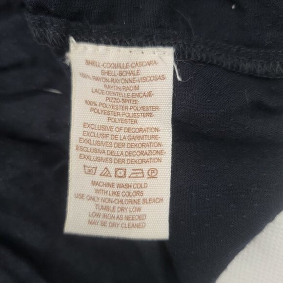 FREE PEOPLE Womens LARGE Shirt Blouse Boogie All Night Lace Black Blue - Picture 6 of 12